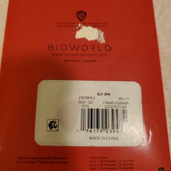 Elf  Christmas crew socks,  3 pack,  fits shoe sizes 8-12. New in box - Picture 4 of 6